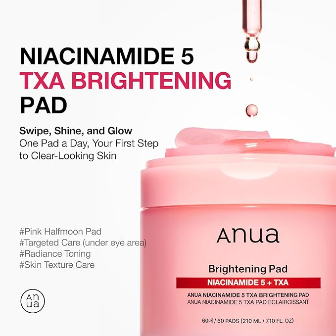 Anua Niacinamide 5 TXA Toner Pads – Hydrating Facial Pad for Even-Looking Skin Tone & Daily Radiance Care, Glow up Under-eye with Tranexamic acid, Korean Skin Care (210ml, 60 Pads)