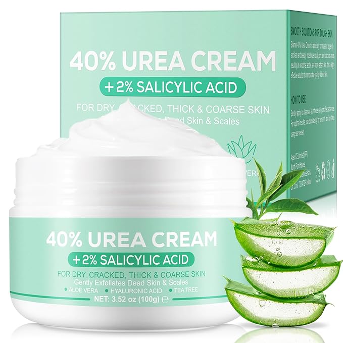 40% Urea Cream for Feet (3.52 oz), Foot Cream for Thick, Cracked, Rough, Dead & Dry Skin, Foot Lotion with 2% Salicylic Acid, Tea Tree , Aloe Vera, Moisturizer For Feet, Elbows, Hands & Knees