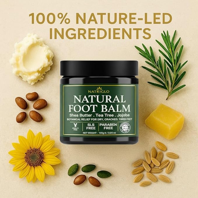 Organic Tea Tree Foot Balm for Dry Cracked Feet & Heels - Intensive Callus Remover & Foot Repair Cream with Shea Butter - Moisturizer for Rough Hard Skin & Cracked Heel Treatment for Men & Women