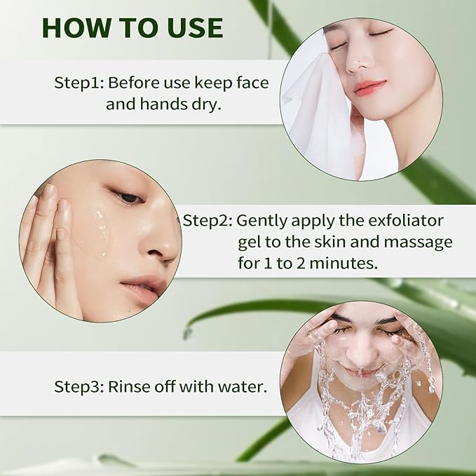 Face Scrub Aloe Vera Exfoliating Gel, Face Exfoliator Peeling Gel Brightening Facial Scrub, Exfoliating Facial Wash Cleanser, Deep Clean Pores, Exfoliate Dirt and Dead Skin for Sensitive Skin, 80g