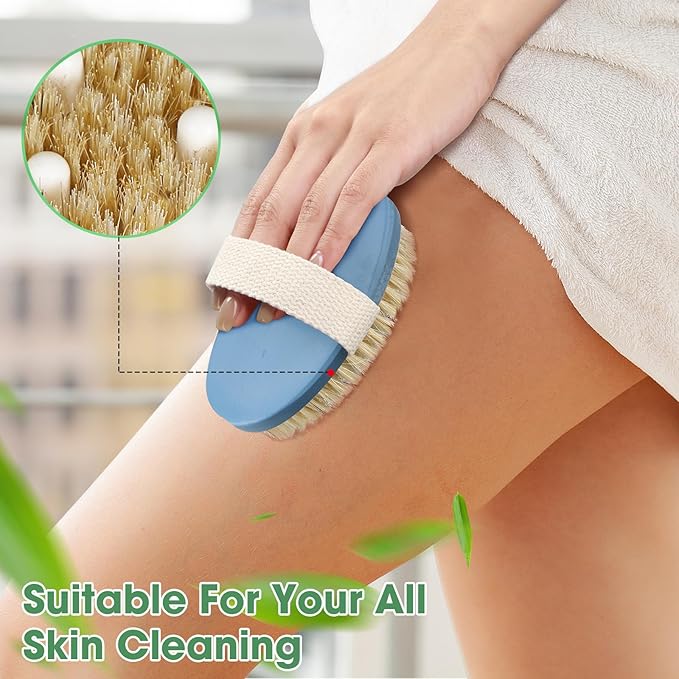 Gejoy 10 Pcs Dry Brushing Body Brush Exfoliating Brush with Massage Nodule Dry Skin Body Scrubber for Shower Bath Back Circulation Improvement Dead Skin Exfoliator (4.92 x 2.56 Inches,Sky Blue)
