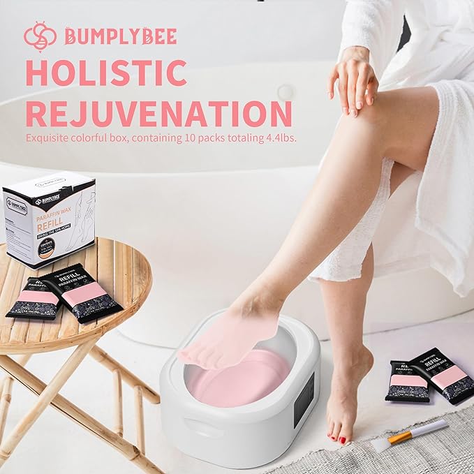 Paraffin Wax Kit - 10 Packs Peach Scent Paraffin Wax Refills with Silicone Brush, Skin Moisturizing, Non-Greasy, Easy-Peeling