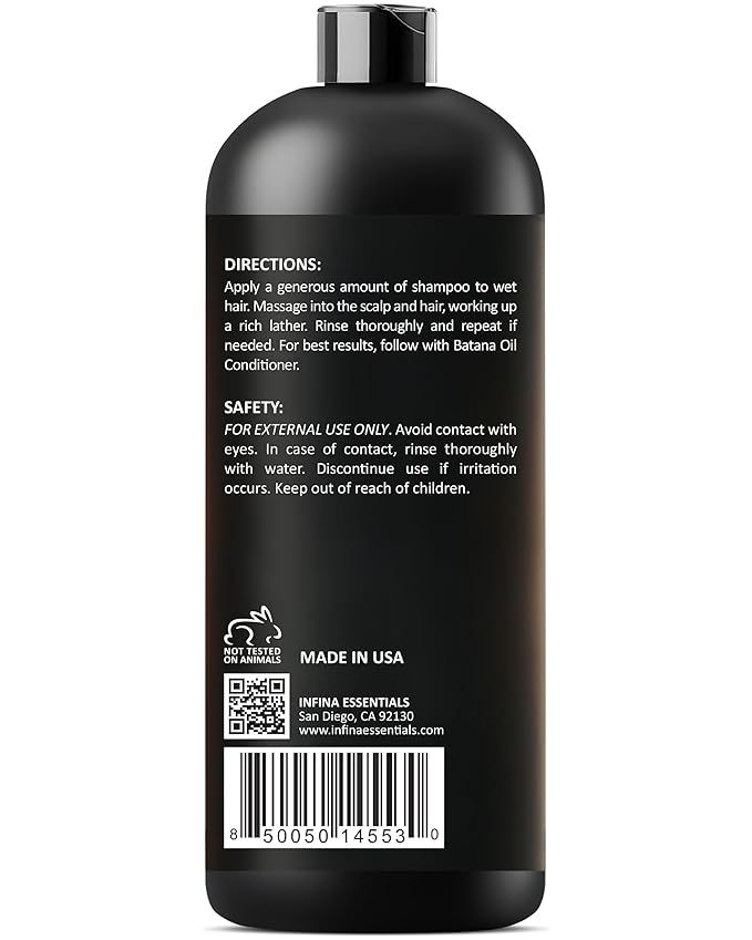 Batana Oil Shampoo | 16 fl oz | with Biotin & Tea Tree | Moisturizing, Strengthening & Nourishing Formula | Promotes Hair Growth and Thickness