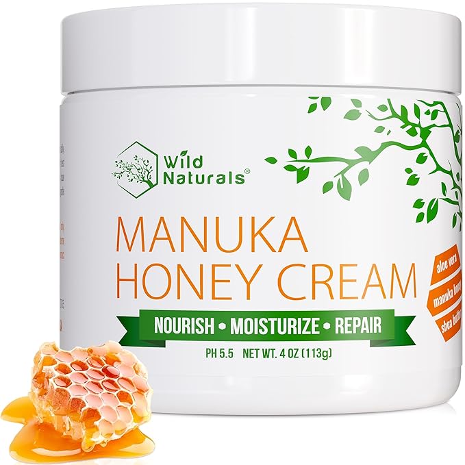 Wild Naturals Manuka Honey Moisturizer for Dry, Sensitive Skin – Eczema Relief Face Cream – Soothing Cream for Redness & Irritation – Face, Hand & Body Moisturizer for Women & Men