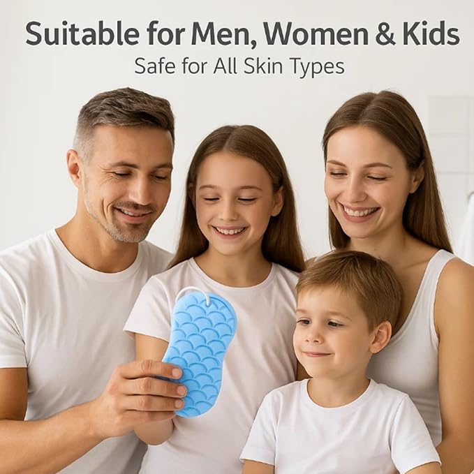 Magic Exfoliating Bath Sponge - 3D Exfoliating Bath Sponge for Dead Skin Removal, Skin-Friendly Exfoliator Also a Gentle Bath Sponge for Baby, for Adults, Kids & Pregnant Women (2Blue+2pink)