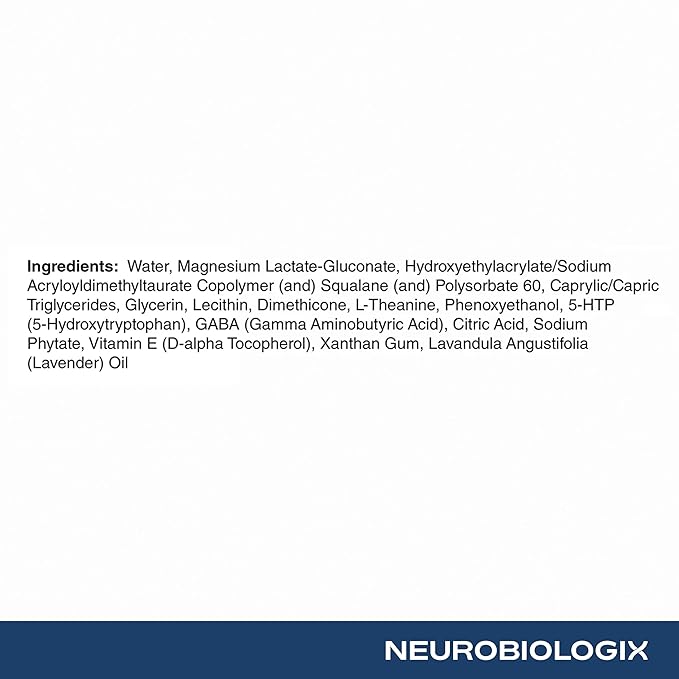 Neurobiologix Lavender Magnesium Cream with GABA & L Theanine, Hydrating Topical Moisturizer For Men and Women with Squalane, Glycerin & Vitamin E, Smooth, Lightweight Body Cream, 3.2 Oz Bottle