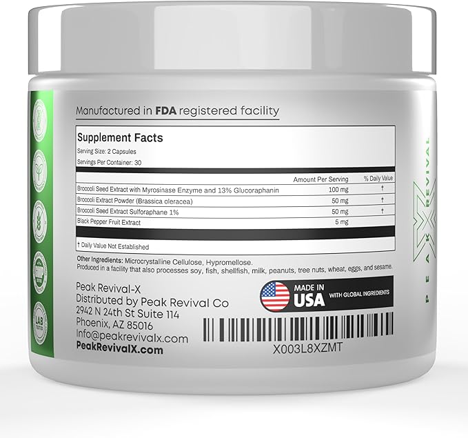 5000mcg of Real Lab-Verified Sulforaphane Supplement - Broccoli Seed Extract 50mg Supplements - Promotes Cognitive Function, Liver & Cellular Support - 60 Vegan Capsules/Pills