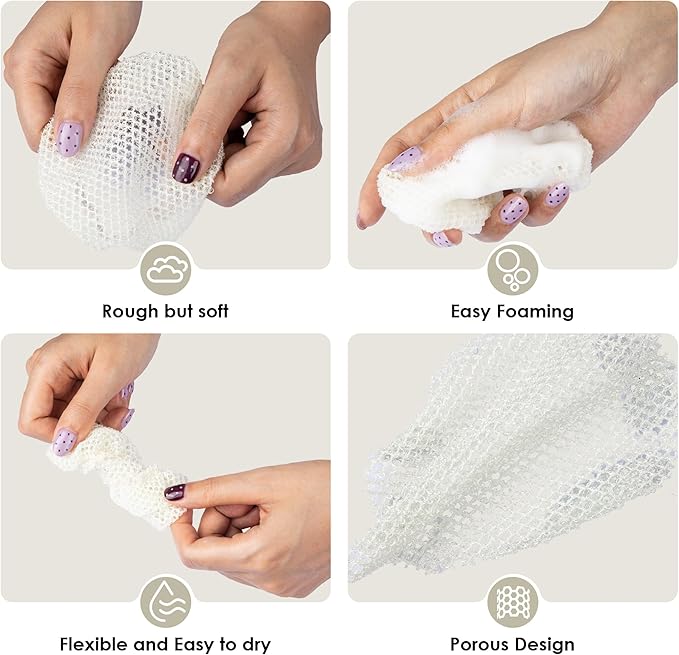 INNERNEED Food-Grade Soft Silicone Body Scrubber Shower Brush Handheld Cleansing Skin Brush, with Exfoliating Net Sponge Case (Pink Brush)