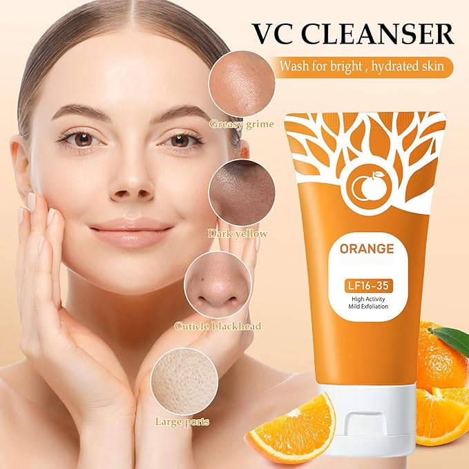 Orange Exfoliating Gel for Face and Body,Deep Pore Orange Peeling Scrub, Cleaning Pores, Remove Blackheads Moisturize Cleansing, Facial Exfoliating Gel for All Types Skin