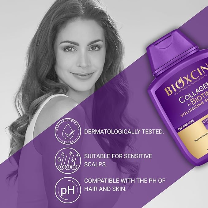 BIOXCIN Collagen Biotin Volumizing Shampoo for Thin and Weak Hair, Extra Volume Strength Sulfate-Free, 300 ml