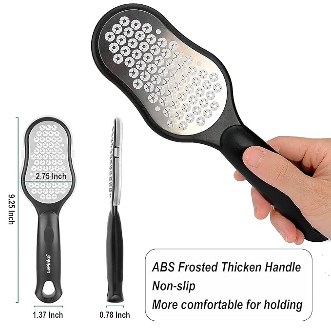 LePinko Foot Scrubber Set, Updated Blades, No Hurt Feet File, Powerful Pedicure Tool to Remove Callus and Dead Skin, Use in Shower or Dry, 2PCS