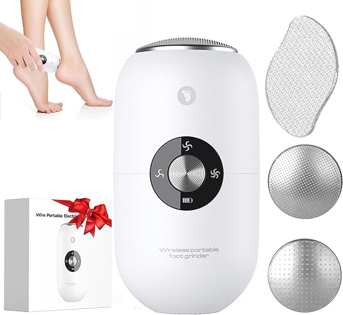 Electric Foot Callus Remover for Women Men, Electric Foot File with Stainless Steel Heads, Rechargeable Callus Remover for Feet, Portable Feet Grinder for Cracked Dry Heels, Dead Skin Calluses