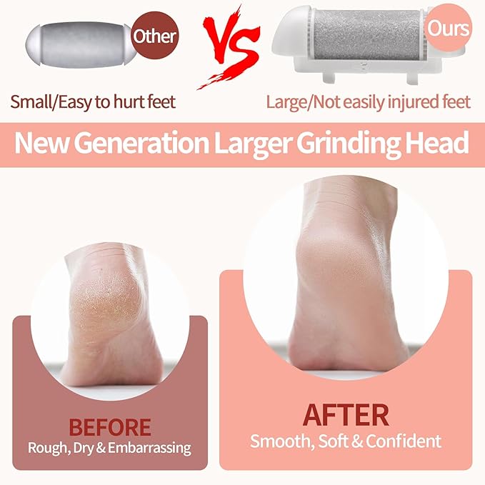 Electric Foot Callus Remover, Rechargeable Electric Callus Remover for Feet with 3 Speed, 9 in 1 Pedicure Kit with Nano-Glass, Waterproof Professional Foot File for Dead, Hard, Cracked Skin(Pink)