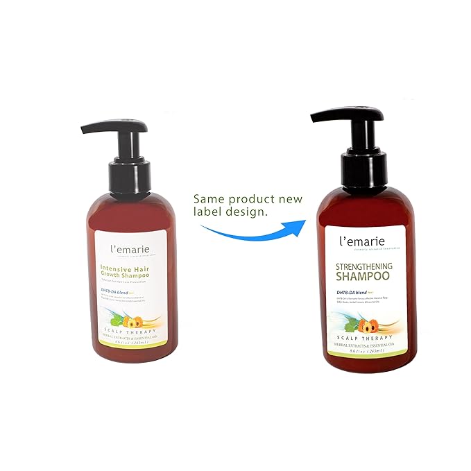 L'emarie Strengthening & Thickening Hair Growth Shampoo for Thinning Hair Pea Peptide Biotin Infused DHT Blocker For Women and Men - Hair Loss & Healthy Growth Thicker Fuller Looking Hair (8.6 Fl Oz)