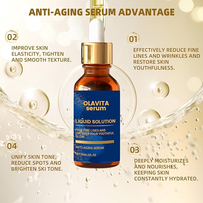 Facial Serum, Olavita Liquid Solution Anti Aging Serum, Vitamin C & E Serum, Promotes Skin Collagen Production, smoothes wrinkles and fine lines (2PCS)
