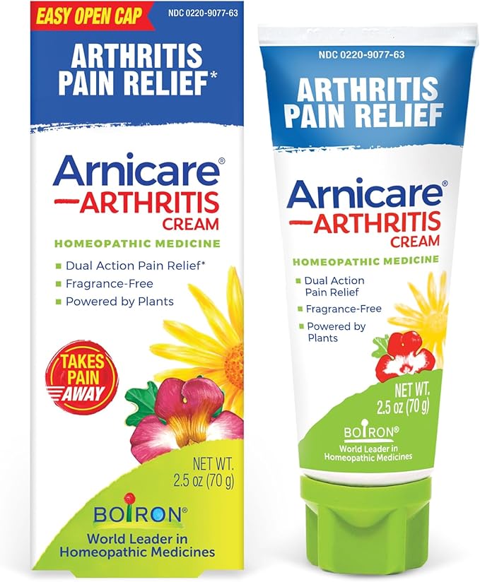 Boiron Arnicare Arthritis Cream for Pain Relief of Knees, Hands, Wrists, Elbows, Joints & Muscles – Quickly Absorbed & Fragrance-Free – 2.5 oz
