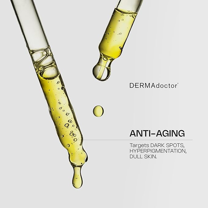 DERMAdoctor Night Face Oil Toner Anti-Aging Hydrating - 20% Vitamin C Ester, Vitamin E, Ferulic Acid, & Marula Oil for Face | Concentrated Vitamin-C Ester Facial Oils | Dermatologist Formulated - 1 Oz