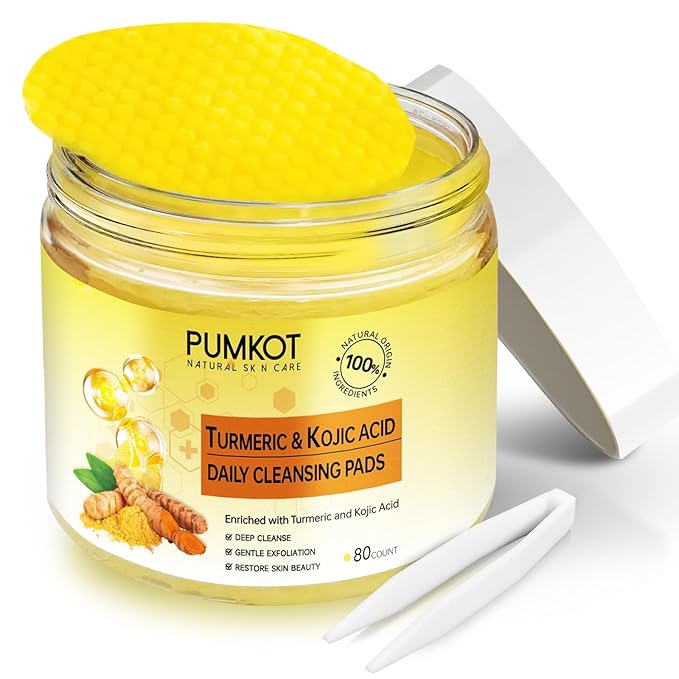 Turmeric Kojic Acid Cleansing Pads, Turmeric Face Scrub Pads Enriched with Kojic Acid, 80PCS