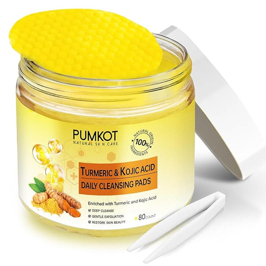 Turmeric Kojic Acid Cleansing Pads, Turmeric Face Scrub Pads Enriched with Kojic Acid, 80PCS