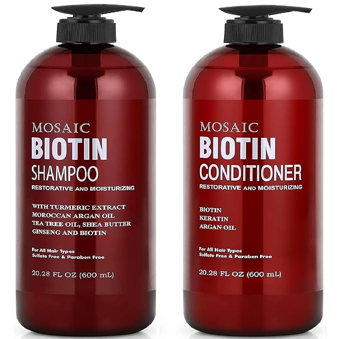 Biotin Shampoo and Conditioner Set for Hair Growth, Thinning Hair Treatment, Hair Thickening Products for Women & Men, Paraben & Sulfate Free, 20.2 FL Oz Each