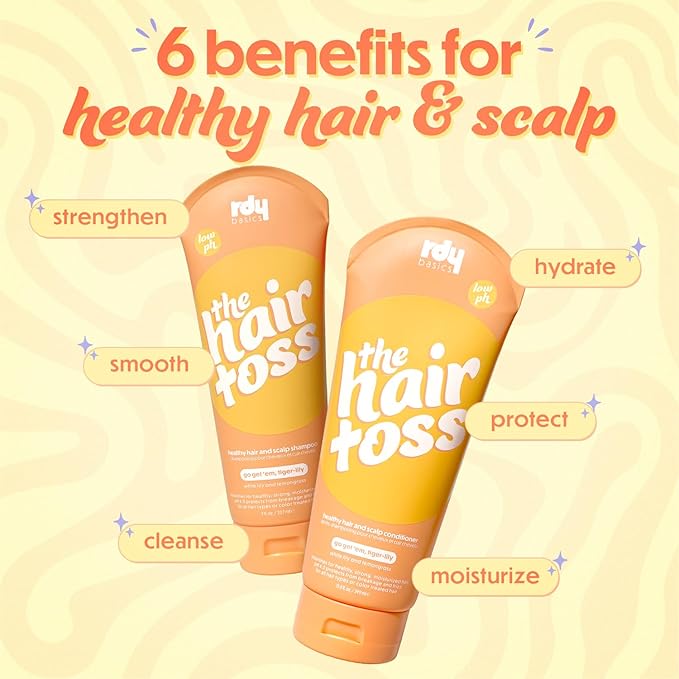The Hair Toss Men & Women Shampoo And Conditioner Set 13.5floz/7floz - White Lily & Lemongrass - Formulated 4.5pH Moisturizing Paraben and Sulfate Free Shampoo and Conditioner Set, Hair Care Sets