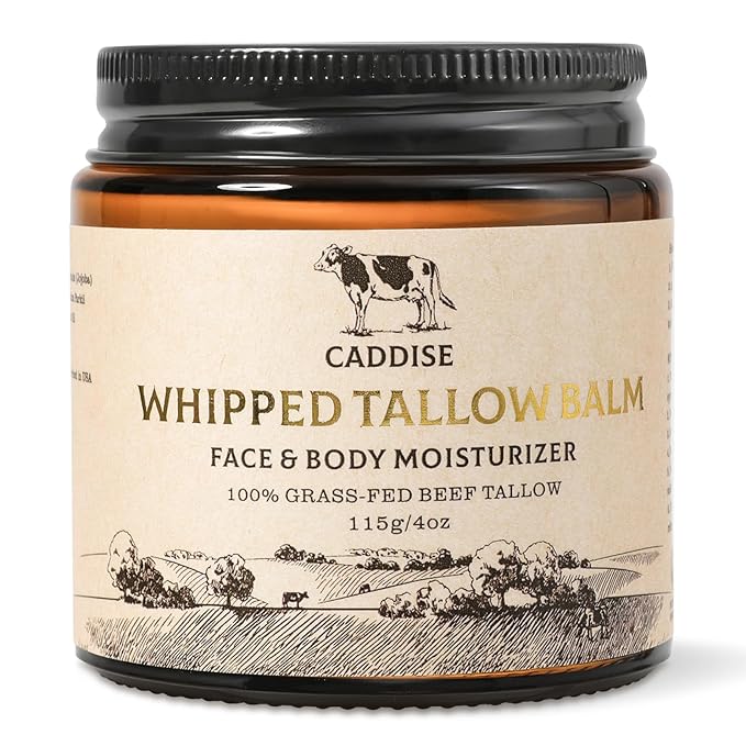 Whipped Beef Tallow for Skin – 100% Grass-Fed Handmade Cream Moisturizer for Face & Body, Natural with Honey, Shea Butter, Jojoba Oil, Non-Greasy, Nourishing for Men, Women, Kids, 4 Oz