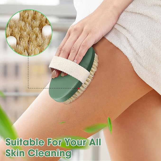 Gejoy 10 Pcs Dry Brushing Body Brush Exfoliating Brush with Massage Nodule Dry Skin Body Scrubber for Shower Bath Back Circulation Improvement Dead Skin Exfoliator (4.92 x 2.56 Inches,Sage Green)