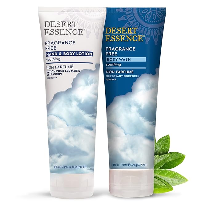 Desert Essence Fragrance Free Body Wash Sensitive Skin-Friendly Plant-Based Cleanser with Organic Aloe, Green Tea & Jojoba Oil - Nourishing Antioxidants - Vegan, Gluten-Free, Cruelty-Free - 8oz