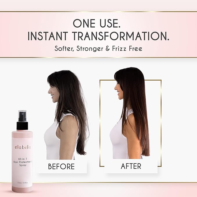 ELLA BELLA® 6-in-1 Hot Air Styler Pink & Heat Protectant Spray • Powerful Hair Dryer Set for Fast Curling, Volumizing, Straightening • Includes Travel Case • UV Shield & Nourishing Hair Care