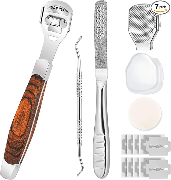 Callus Shaver, Foot Shaver Callus Remover for Feet Hand Care with Foot File, 10pcs Blades, Foot File Head and Dead Skin Storage Cover (15Pcs in Total)