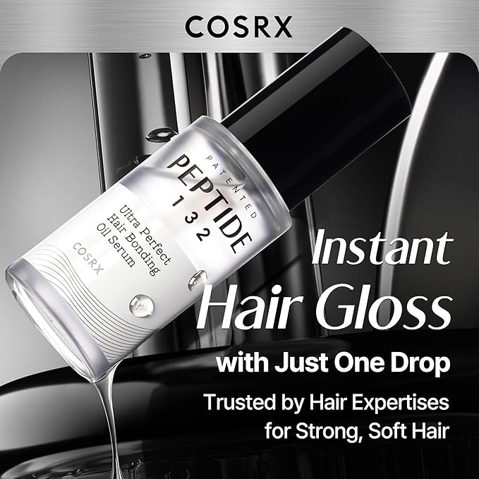 COSRX PEPTIDE 132 Hair Bonding Oil Serum, Travel Size Keratin Treatment for Frizzy, Damaged, Dry Hair – Repairs Split Ends, Adds Hair Gloss – For All Hair Types, Stocking Stuffers – 0.94 fl oz