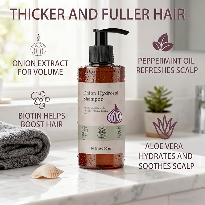 Onion Shampoo for Hair Growth, Onion Hydrosol with Rosemary, Biotin, for Stronger, Fuller and Thicker Hair, Growth Shampoo for Women and Men (1PC)