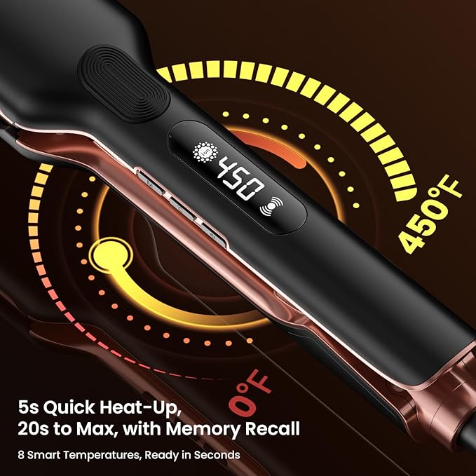 Flat Iron Hair Straightener – 1.75” Ceramic Infrared Ionic Flat Iron with 5s Fast Heat-Up, Vibration Technology, LCD Temp Control, Dual Voltage, Anti-Frizz Styling for All Hair Types