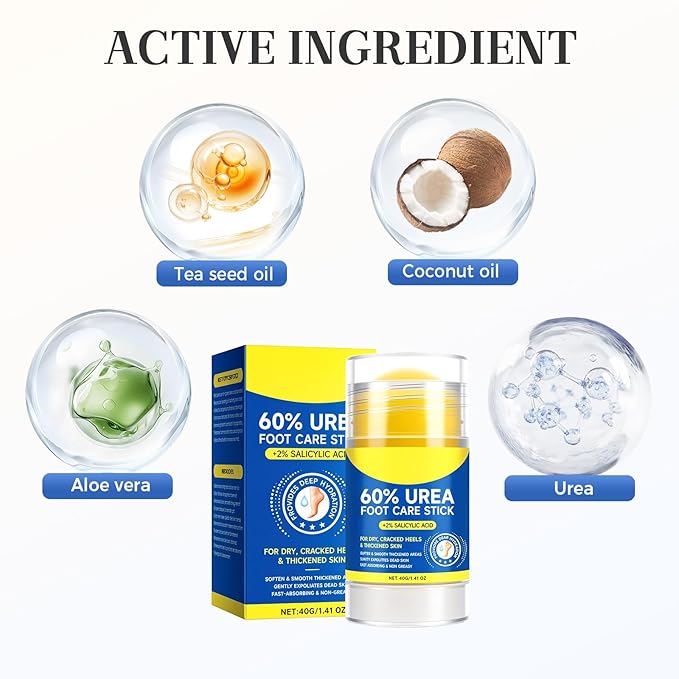 60% Urea Hydrating and Anti-Cracking Foot Cream, Moisturising and Relieves Cracking and Dryness Foot Cream for Cracked Heels,Hands,Knees,Exfoliating Moisturizer (Blue, one size)