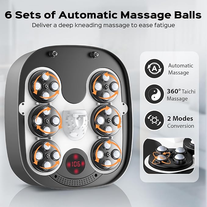 Collapsible Foot Spa with Surf Wave Massage, Foot Bath with 24 Motorized Shiatsu Massage Balls, Heat, Bubble and Remote, Foot Bath Massager for Deep Relaxation & Stress Relief