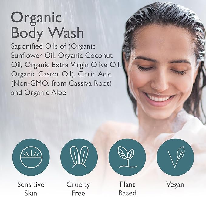 SoCal Suds & Company - 12oz Organic Soap Liquid, Gentle Hand & Body Wash, Organic Body Wash for Men and Women, Made w/Organic Oils & Coconut Oil, Bath Essentials for All Skin Types - Fragrance-Free