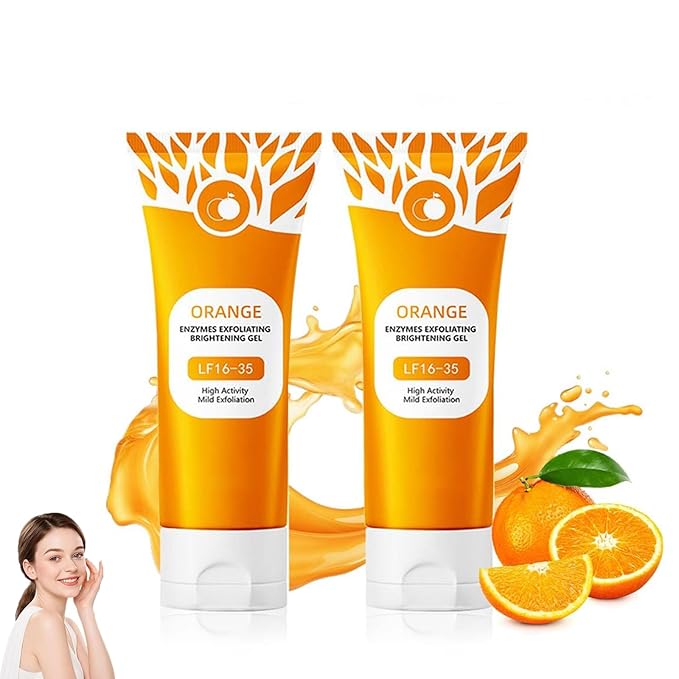 2026 Orange Exfoliating Gel, Moisturizer Face Body Scrub Gel,Deep Cleansing Moisturizing Facial Exfoliator,Natural Orange Peeling Gel Face Scrub (2PCS)