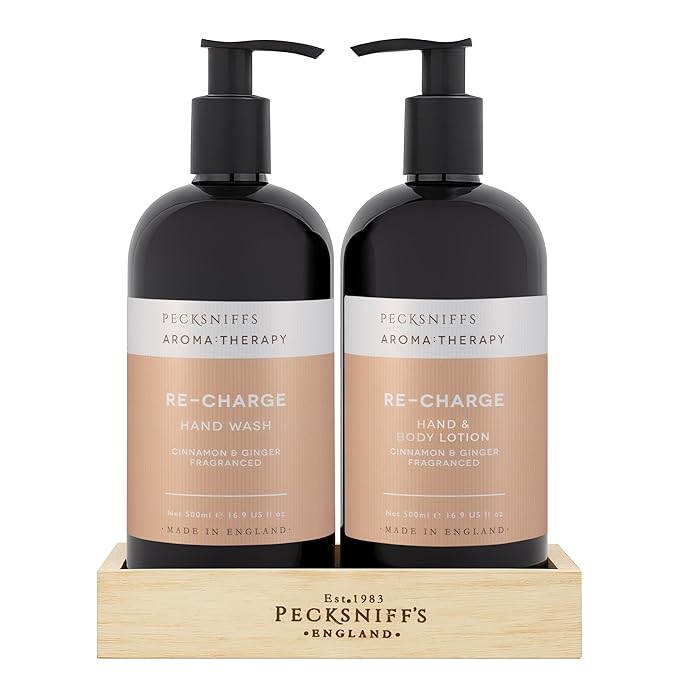 Pecksniffs Moisturizing Hand Wash and Hand & Body Lotion Caddy Set - Aroma:Therapy Re-Charge, 500 ml/16.9 fl oz