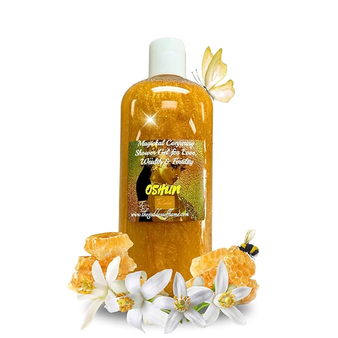Oshun Shower Gel – 8 oz Handmade Body Wash Charged at Altars for Love, Beauty, Attraction & Abundance – African Orisha, Santería & Ifá Inspired – Vegan & Sulfate-Free