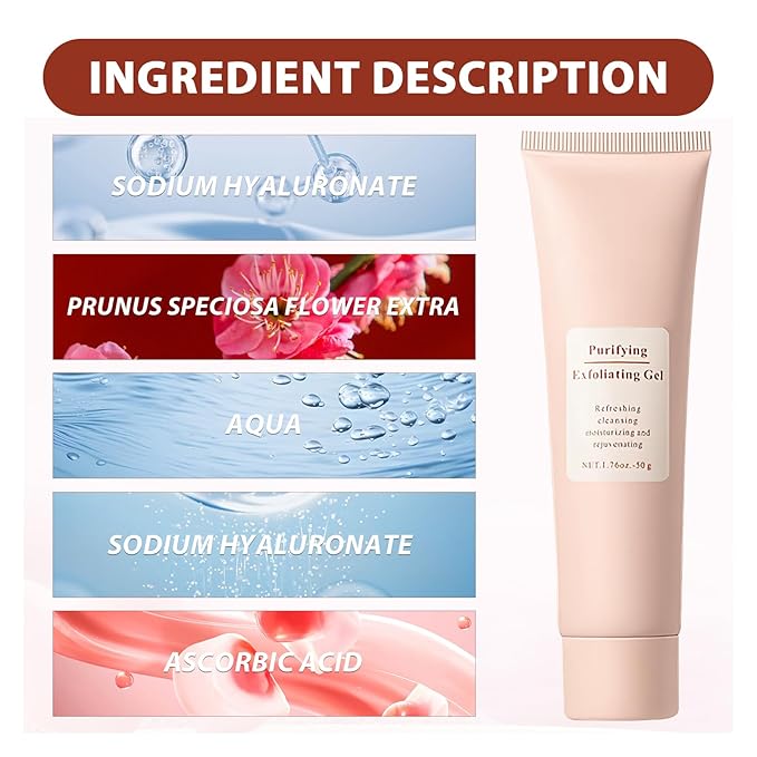Purifying Exfoliating Gel, Facial Exfoliator Cleanser, Natural Exfoliating Gel Purifying Cream, Deep Cleansing Face and Body Exfoliator Scrub for All Skin (2 Pcs)
