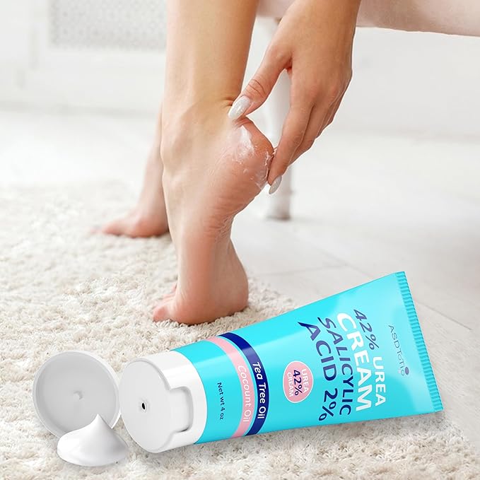 Urea Cream 42% - Foot Care for Dry Cracked Heels, Foot Lotion - With 2% Salicylic Acid, Tea Tree Oil, Shea Butter, Aloe Vera - For Feet, Hands, Heels, Elbows, Knees and More - 4 oz