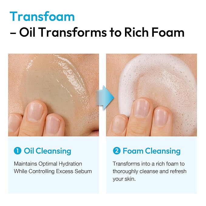 Dual Pore Cleanser, Oil to Foam Daily Facial Wash, Exfoliating Salicylic Acid & Deep Pore Cleansing, Hydrating Facial Cleanser with pH-Balanced Formula, Suitable for Oily, Dry, Sensitive Skin