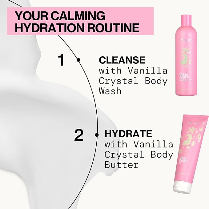 Pacifica Vanilla Crystal Body Butter Lotion – Super Hydrating Moisturizer for Dry Skin, Rich Shea Butter & Vitamin E Formula, Vegan, Cruelty-Free, Clean Beauty, Vanilla Scent, 6 oz