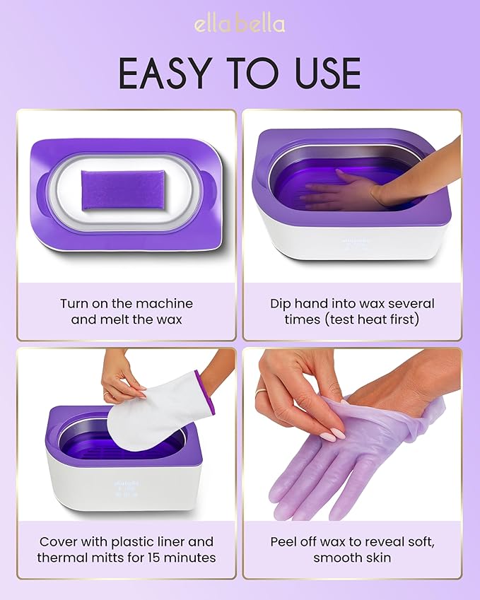 ELLA BELLA® Paraffin Wax Machine for Hand & Feet • Parafin Wax Warmer • Everything in One Kit – Paraffin Wax Refills, Mitts & Booties • Soothing Relief with Parrafin Hot Wax • Home Paraffin Wax Bath