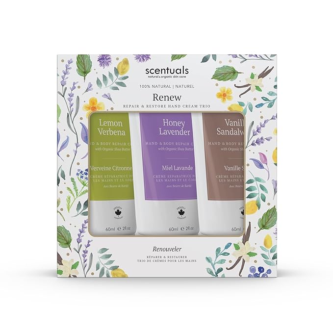 Hand Cream Set of 3, with Shea Butter, Cocoa Butter, Argan & Almond oil, Moisturizing Dry Hands, (Lemon Verbena, Honey Lavender, Vanilla Sandalwood) 60 ml (2 fl.oz. x 3)