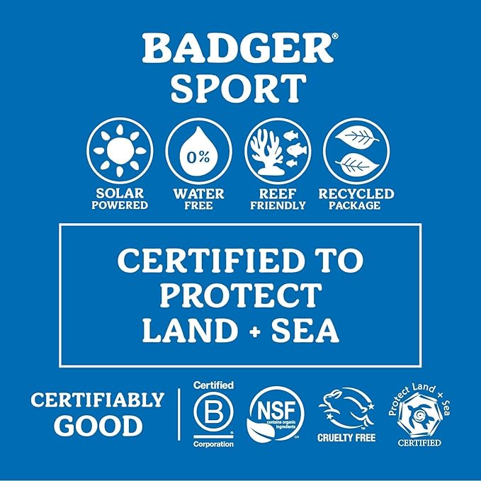 Badger Reef Safe Sunscreen, Unscented SPF 40 Sport Mineral Sunscreen, 98% Organic, Water Resistant Zinc, Approved for Hawaii & Mexico Reefs, 2.9 fl oz, 3-Pack
