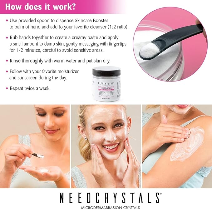 NeedCrystals Microdermabrasion Crystals DIY Facial Scrub. Natural Face Exfoliator for Dull or Dry Skin Improves Scars, Blackheads, Pore Size, Wrinkles, Blemishes & Skin Texture 4 oz. / 113 gr.