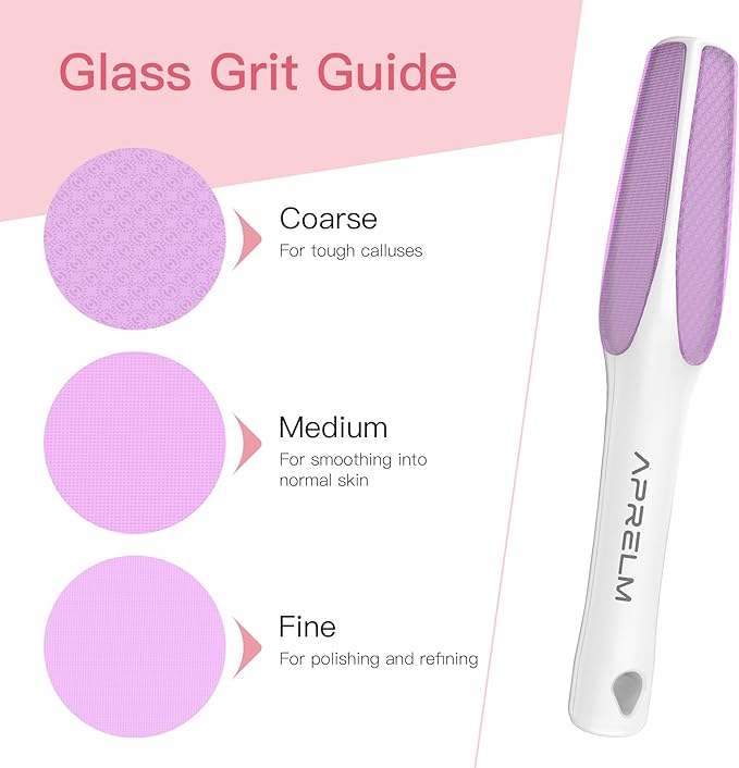 3-Sided Glass Foot Callus Remover, Professional 3-in-1(Coarse, Medium, Fine) Foot File, Pedicure Tools for Feet Hard Skin Smooth Polishing (Pink)