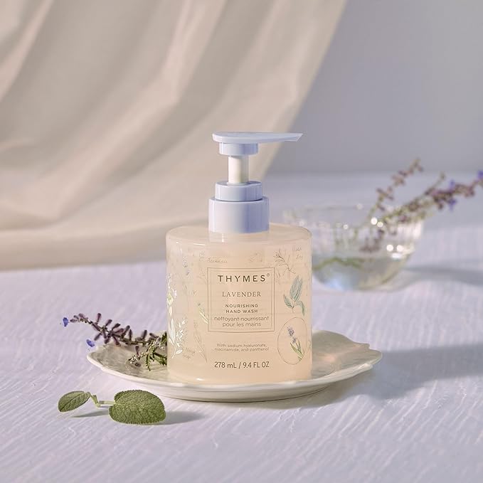 Thymes Nourishing Hand Wash - Liquid Hand Soap for Bathroom or Kitchen - Liquid Soap with Notes of Velvety Lavender, Warm Rosewood, Fresh Clary Sage, & Earthy Violet (Lavender, 9.4 fl oz)