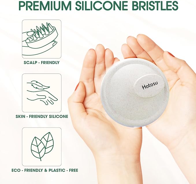 Scalp Massager Brush for Hair Growth – Silicone Scalp Scrubber & Scalp Exfoliator – Manual Scalp Massager Brush for Wet or Dry Use – Hair Massager Scalp Shampoo Brush Tool (Beige)